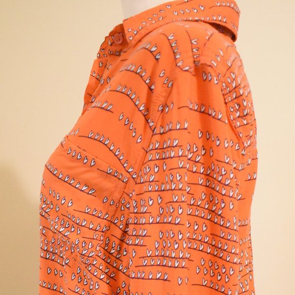 Beach Lunch Lounge Orange Hearts Button Shirt - Picture 4 of 7